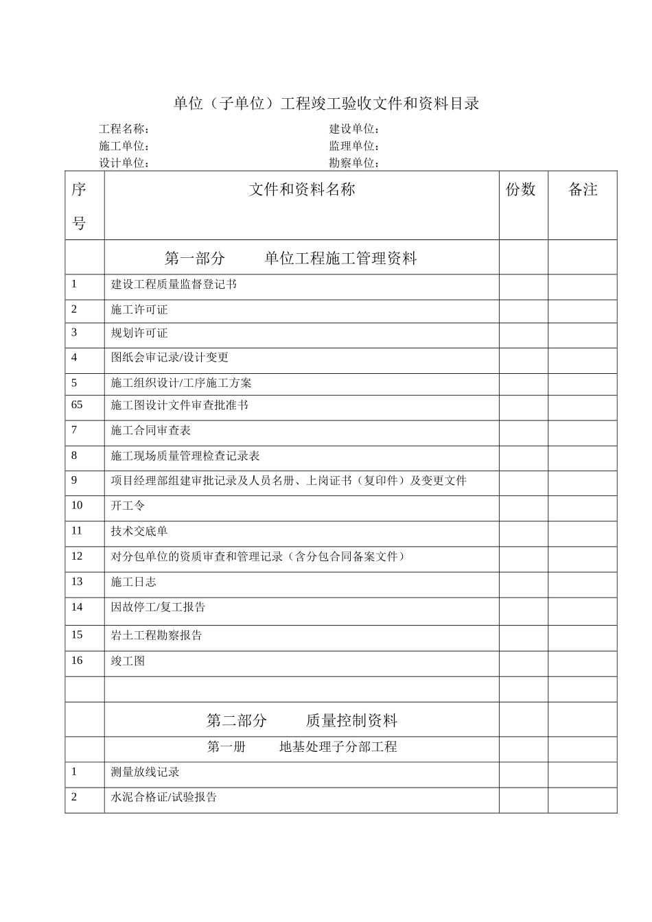 竣工资料整理目录_第1页