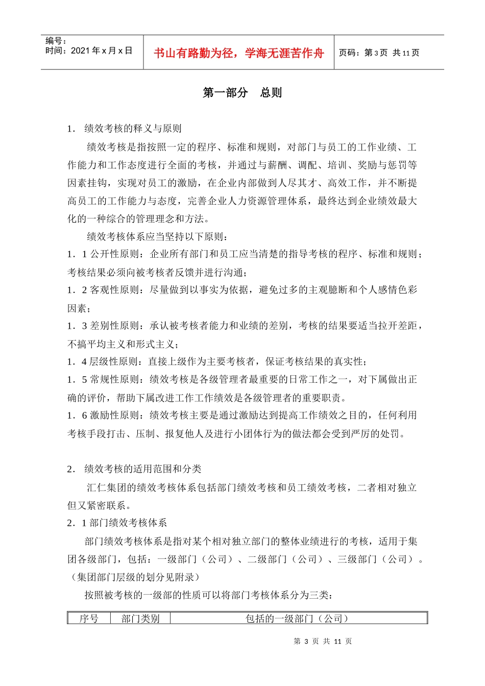 汇仁集团绩效考核管理办法_第3页