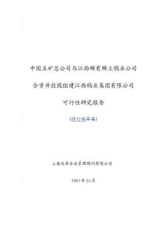 江西钨业集团有限公司可行性研究报告