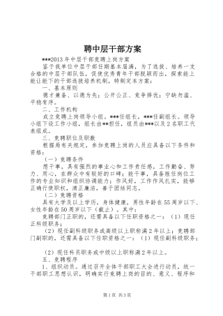 聘中层干部实施方案 