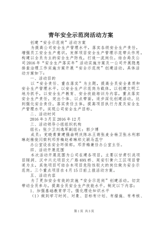 青年安全示范岗活动实施方案 