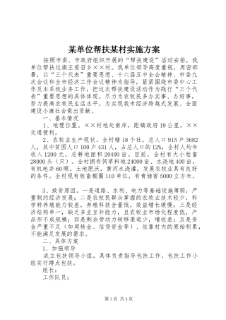 某单位帮扶某村方案 