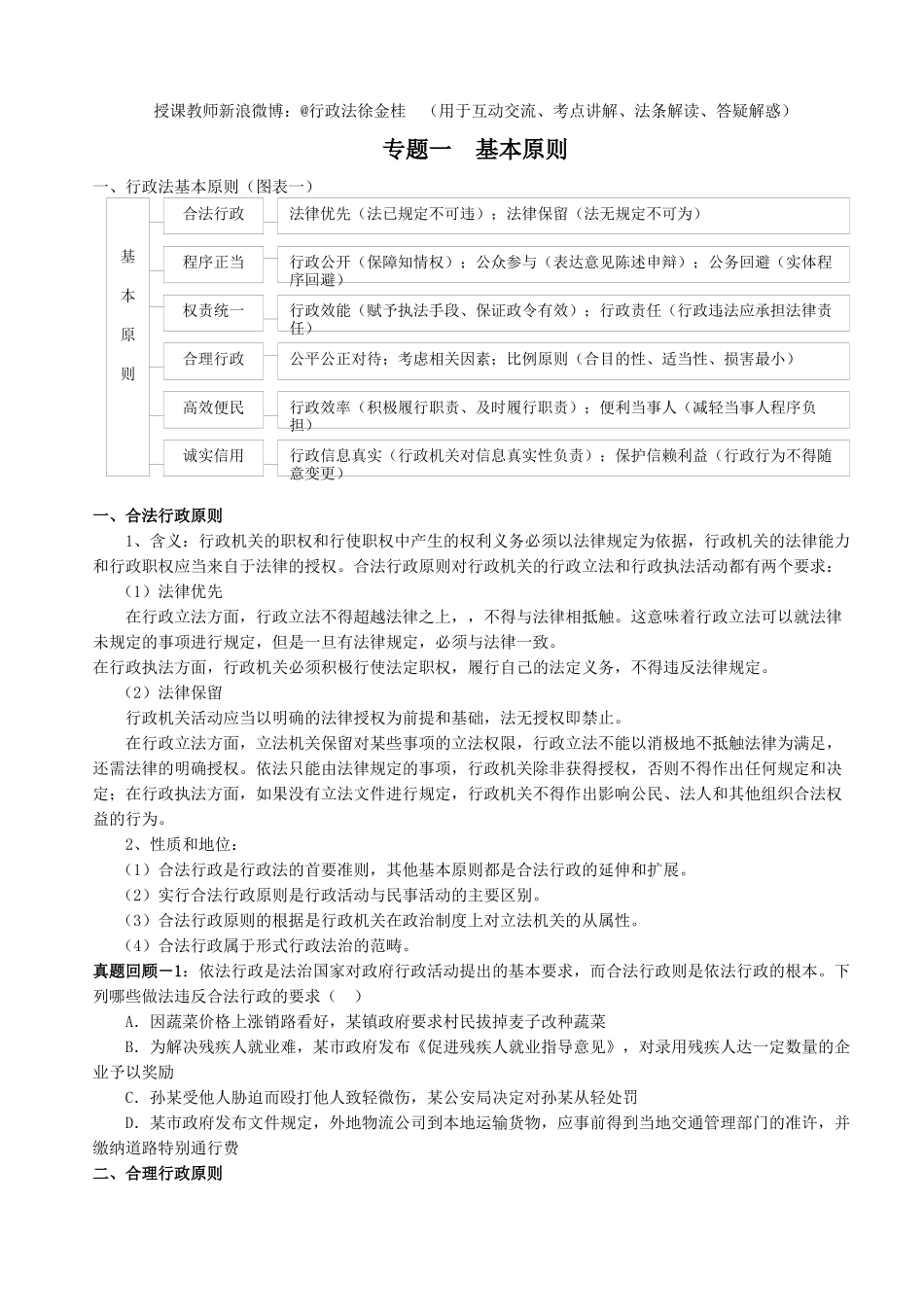 XXXX系统强化班行政法-徐金桂讲义_第1页