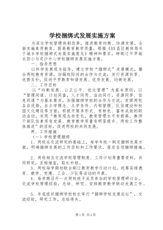 学校捆绑式发展实施方案