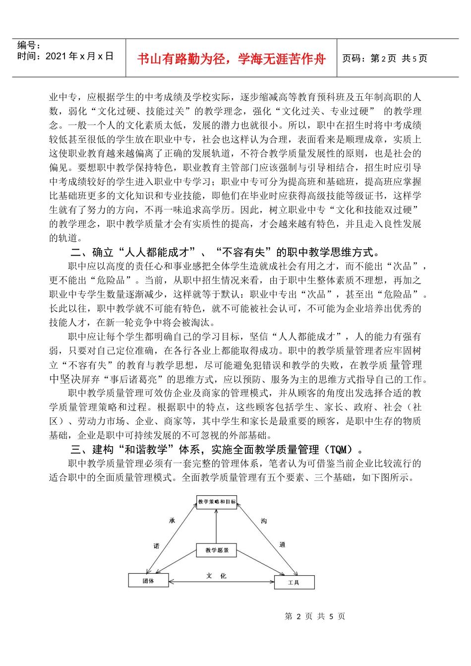 浅谈新形势下职中教学质量管理之策略_第2页