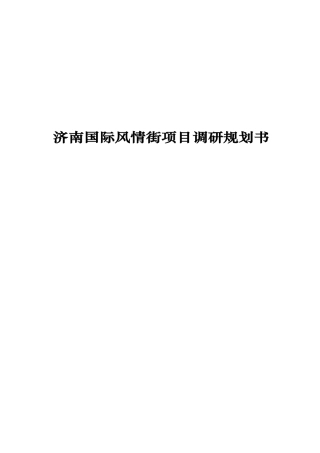 济南国际风情街项目调研与规划