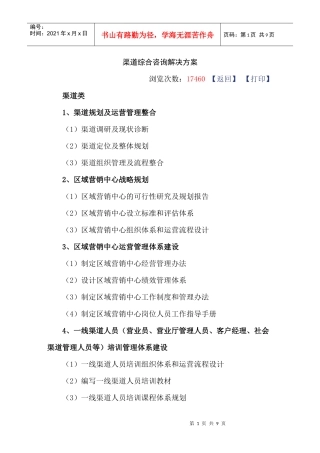 渠道综合咨询解决方案