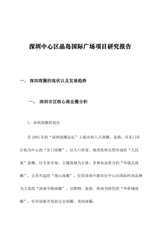 深圳某国际广场项目研究报告