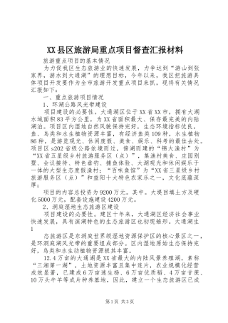 XX县区旅游局重点项目督查汇报材料 
