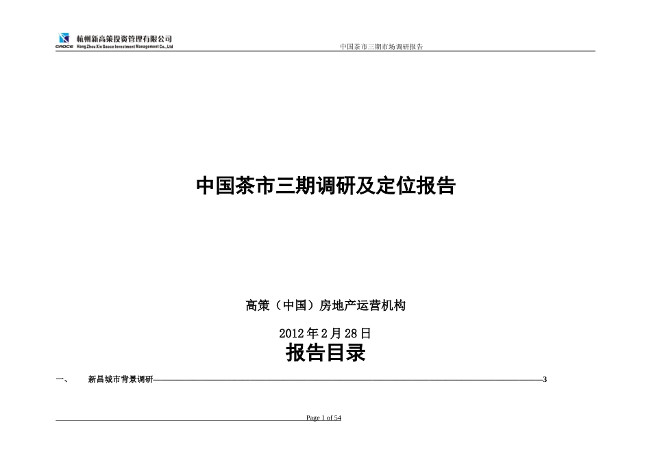 浙江茶市三期休闲娱乐风情街项目调研及定位报告_51页_2_第1页