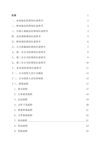 高管岗位说明书