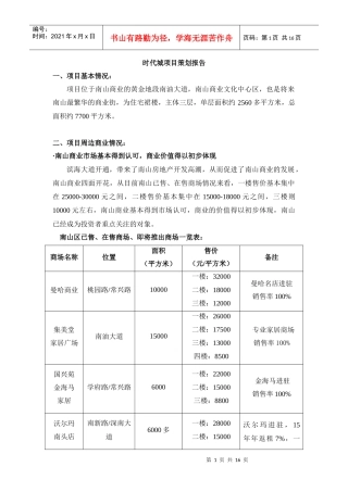 深圳时代城项目策划报告
