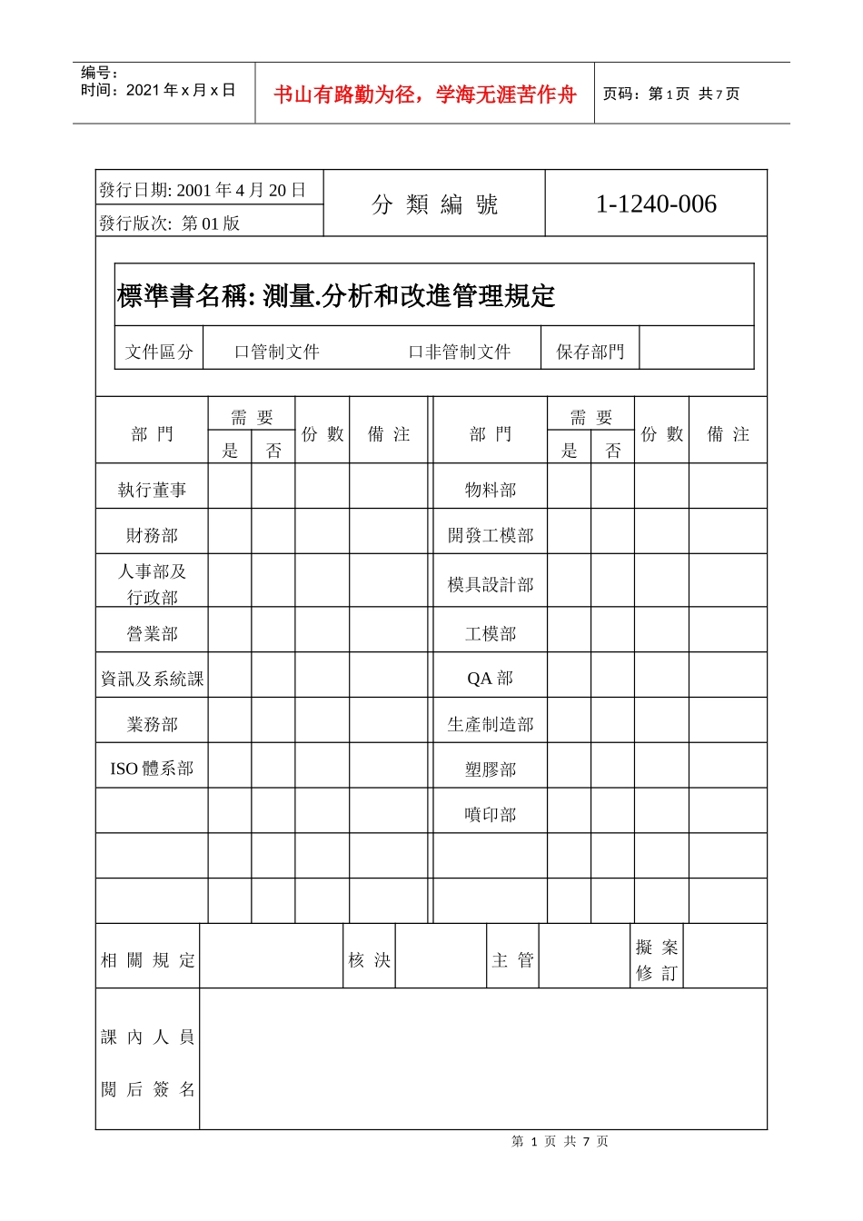 测量分析和改进管理规定_第1页