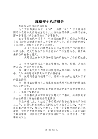 维稳安全总结报告