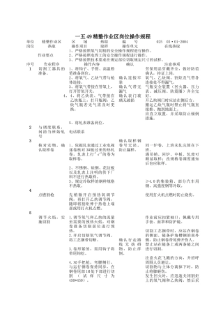 精整作业区岗位操作规程