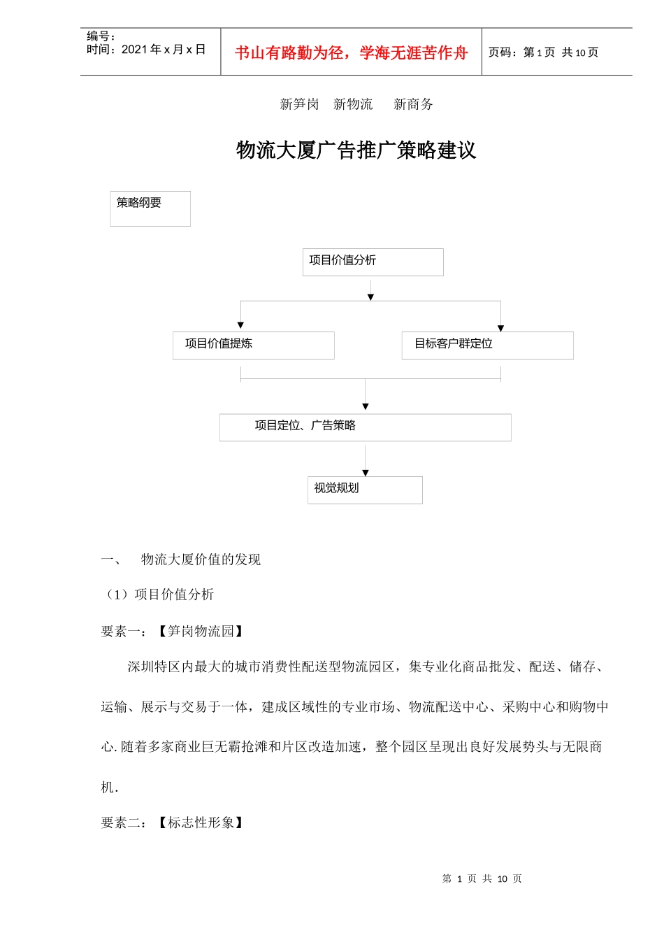 深圳物流大厦广告推广策略建议10(1)_第1页