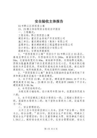 安全验收主体报告 