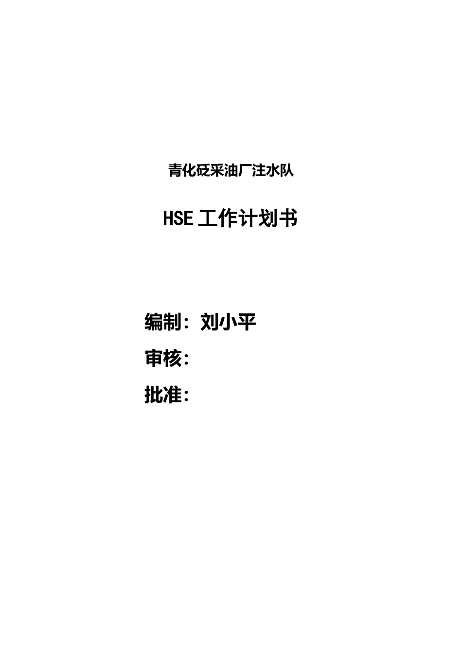 采油厂注水队HSE工作计划书_第1页