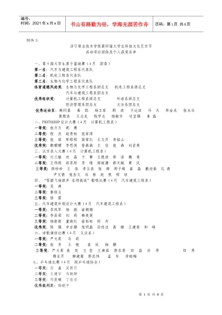济宁职业技术学院第四届大学生科技文化艺术节活动项目获奖团体及
