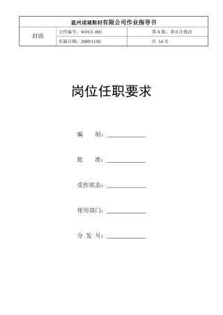 ZWL001岗位任职要求