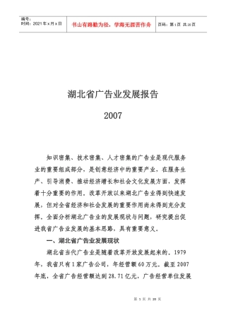 湖北省年度广告业发展报告