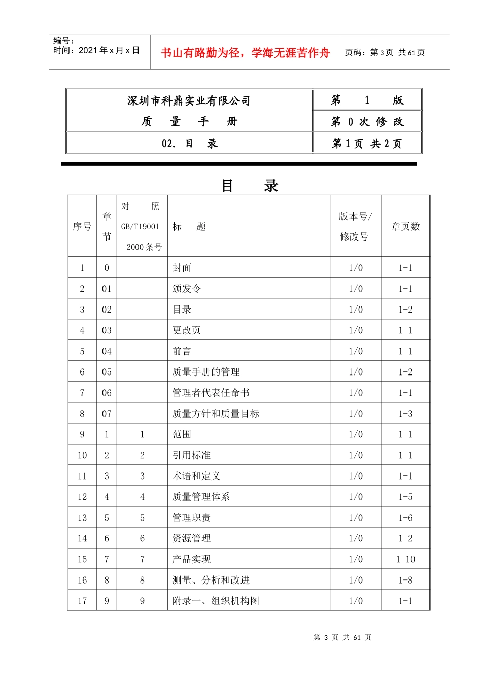 深圳市XX五金实业有限公司ISO质量手册(doc49页)_第3页