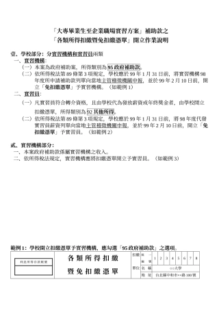大专毕业生至企业职场实习方案补助款之