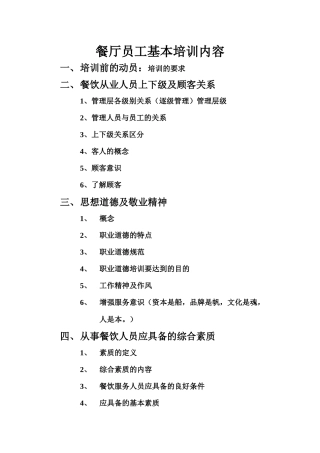 餐厅员工基本培训内容（73页）