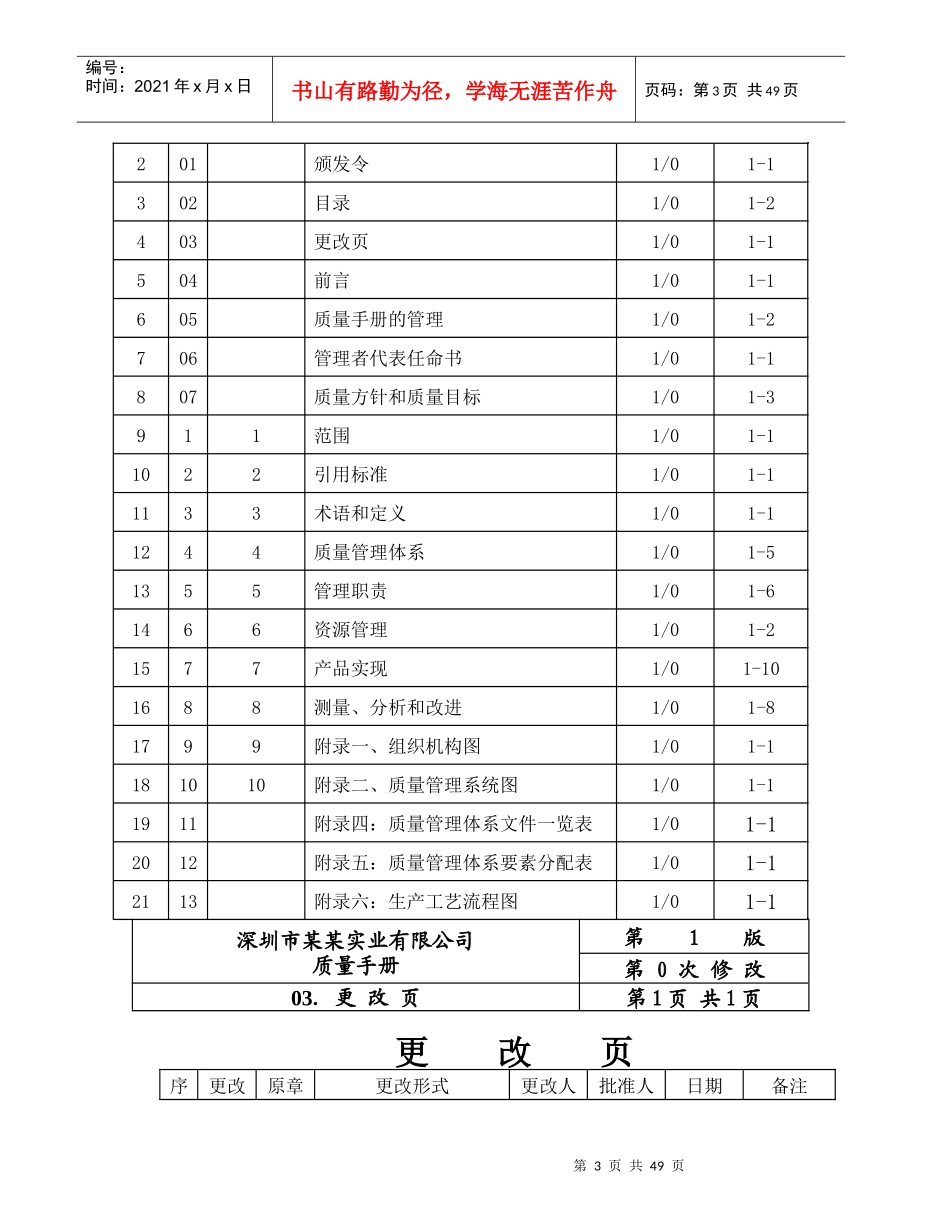 深圳市某实业有限公司质量手册(2)_第3页
