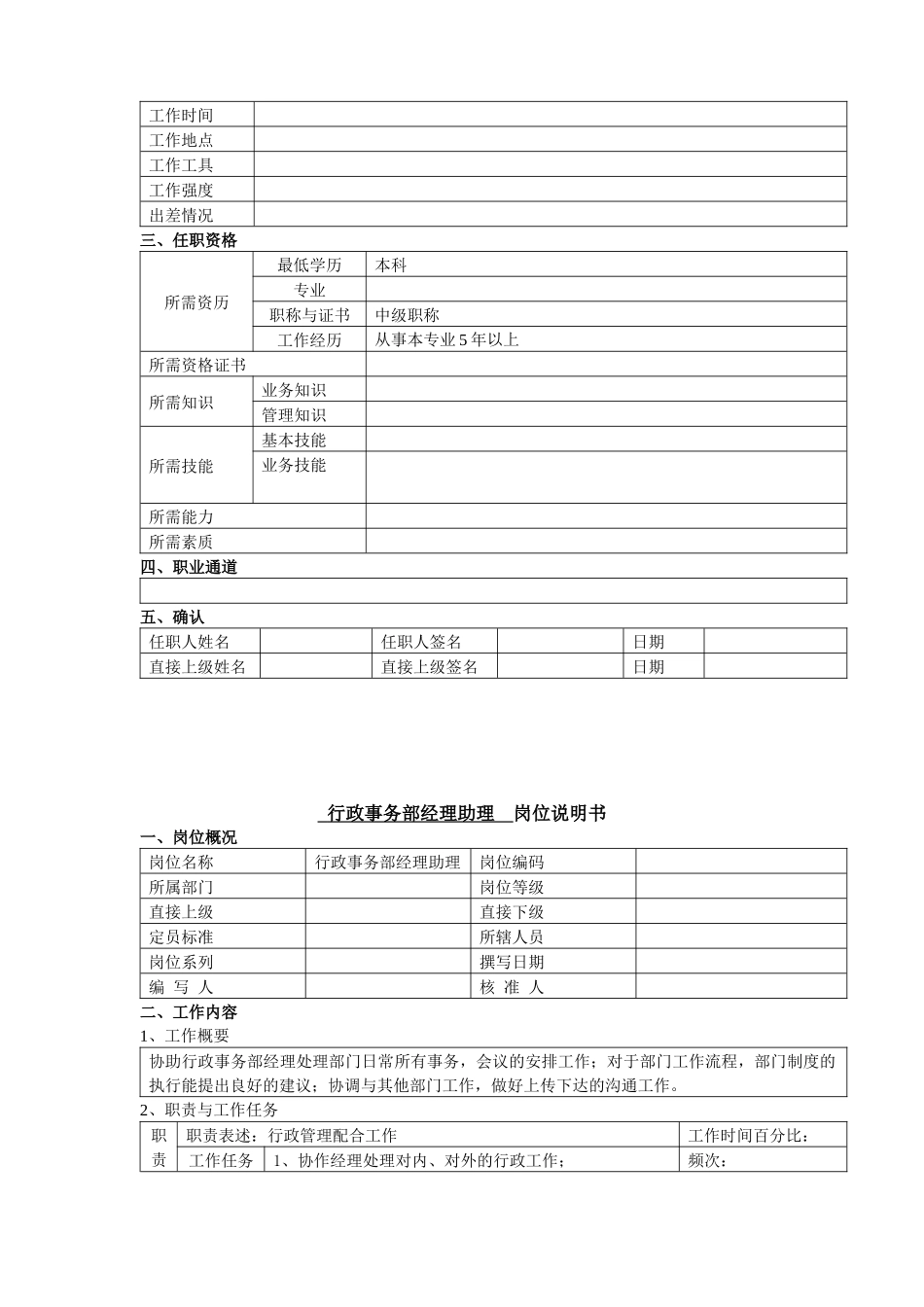 岗位说明书（行政事务部）_第2页