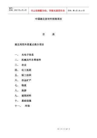 湖北省对外招商项目