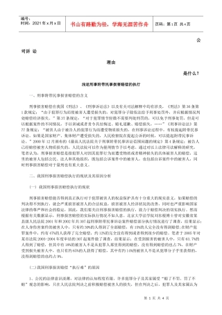浅述刑事附带民事损害赔偿的执行发展与协调