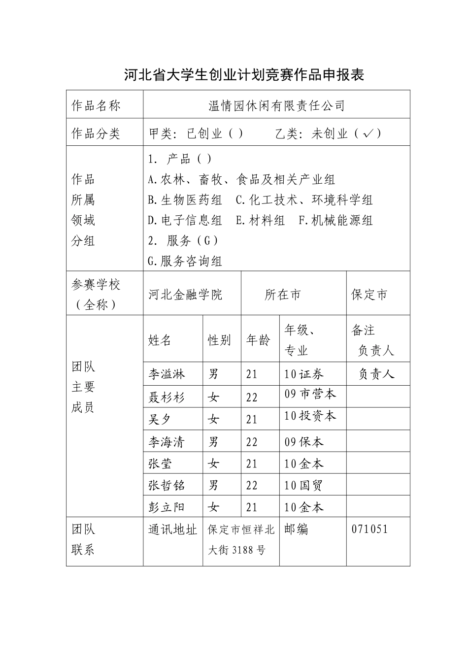 温情园休闲有限责任公司项目作品和申报书_第3页