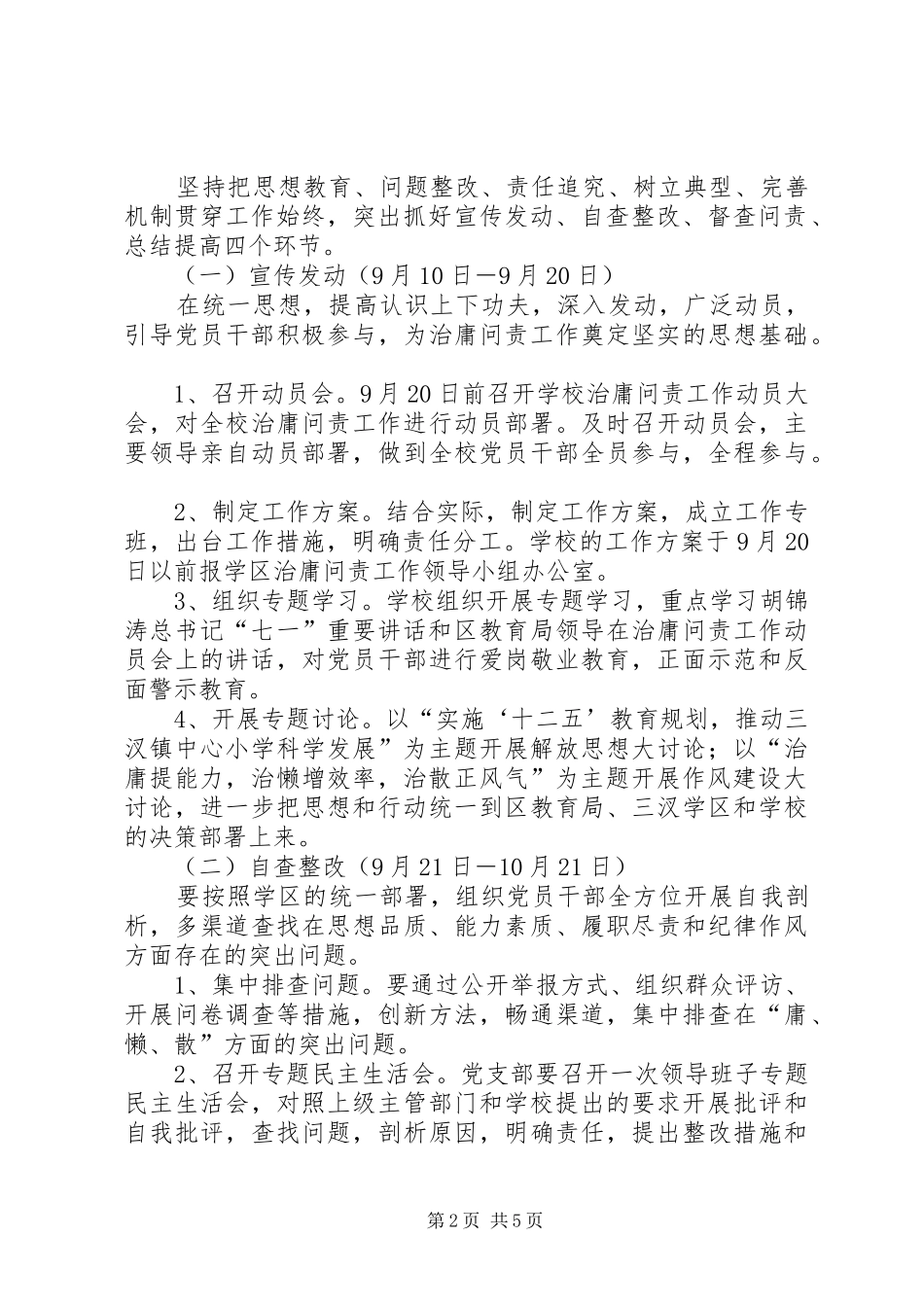 小学开展治庸问责工作实施方案_第2页