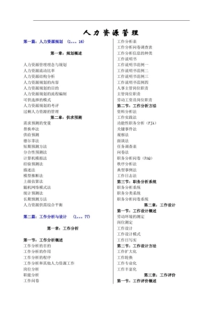 人力资源管理目录