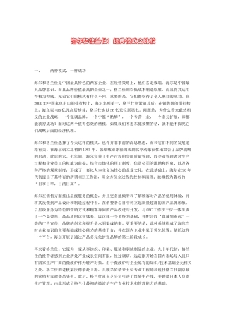 海尔与格兰仕经典模式之比较分析报告