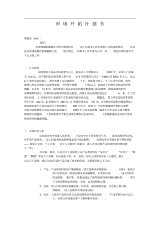 市场开拓计划书