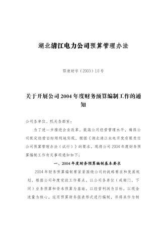 湖北清江电力公司预算管理办法