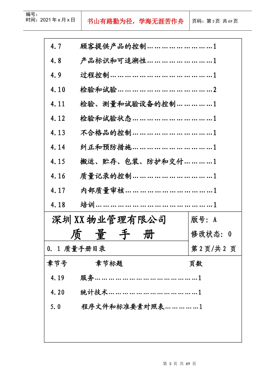 深圳XX物业管理有限公司质量手册_第3页