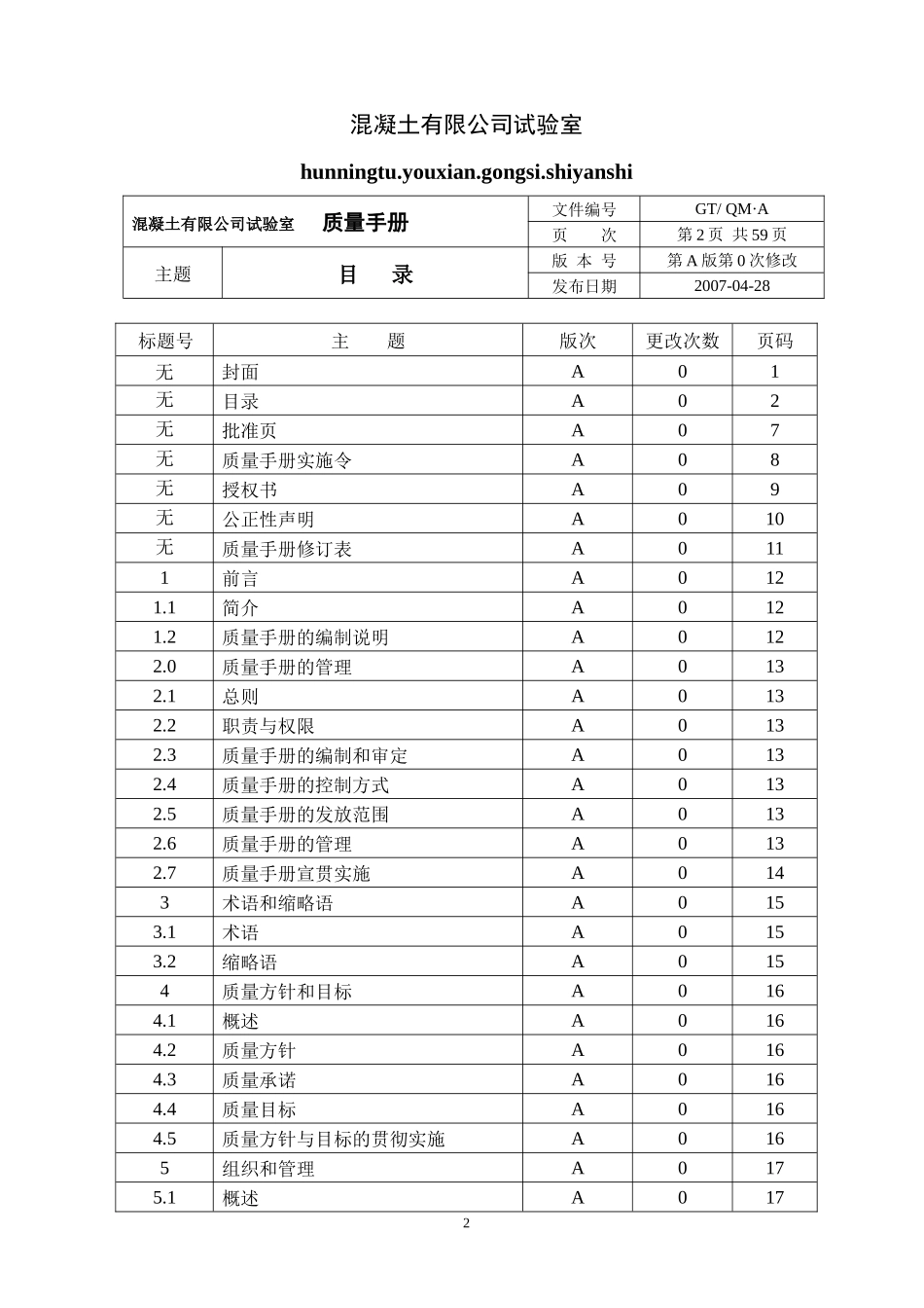 混凝土公司实验室质量手册_第2页