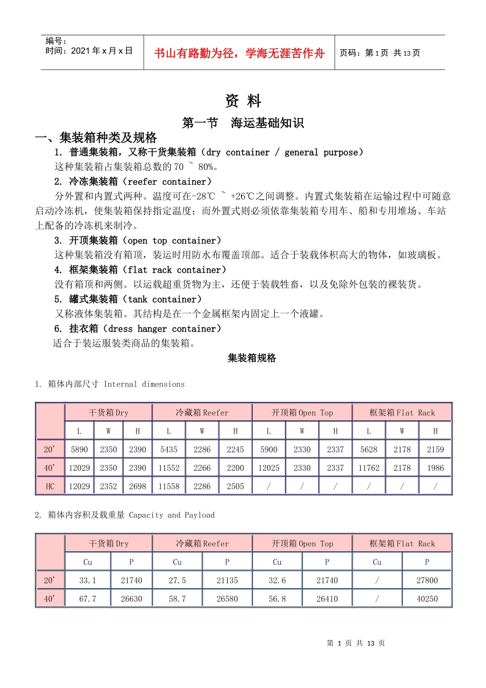 海运基础知识与出口操作流程_第1页