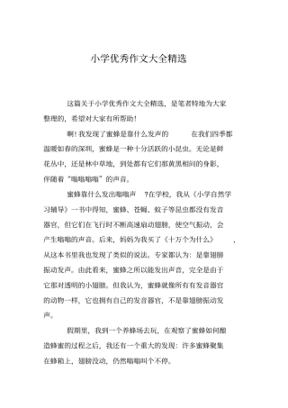 小学优秀作文大全精选