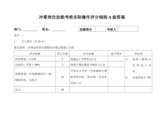冷荤岗位技能考核实际操作评分细则A级