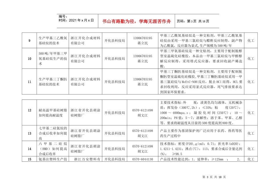 浙江省衢州市工业科企合作推荐项目（05年第二批）_第3页