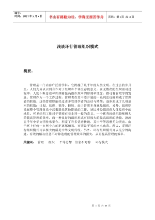 浅谈环行管理组织模式