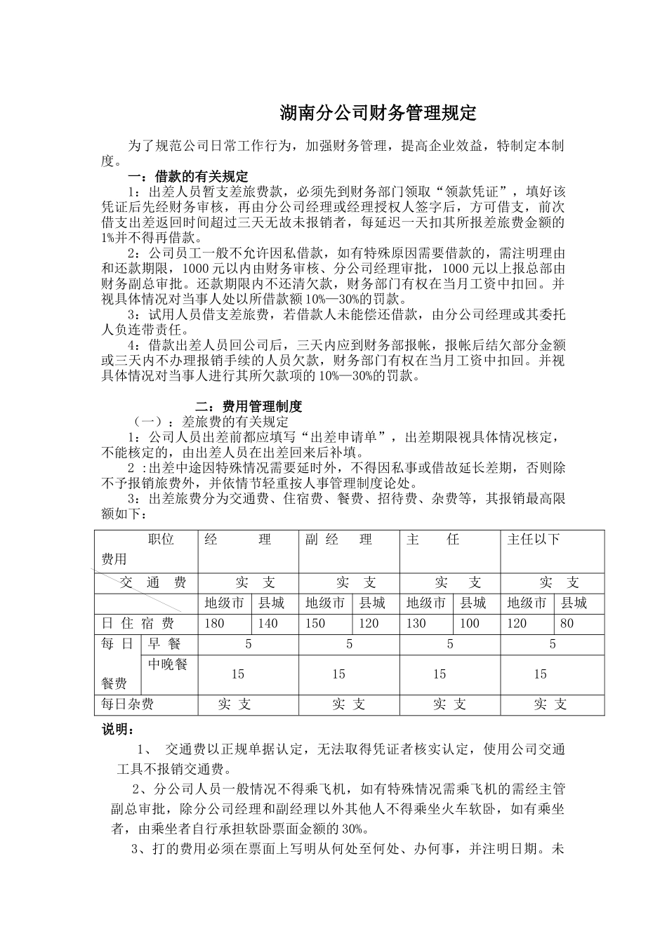 湖南分公司财务管理规定_第1页