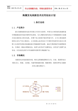 海藻发电高新技术应用创业计划书