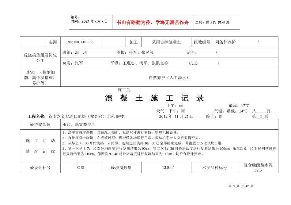 混凝土施工记录(doc 39页)_第3页