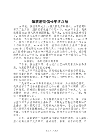 镇政府副镇长年终总结