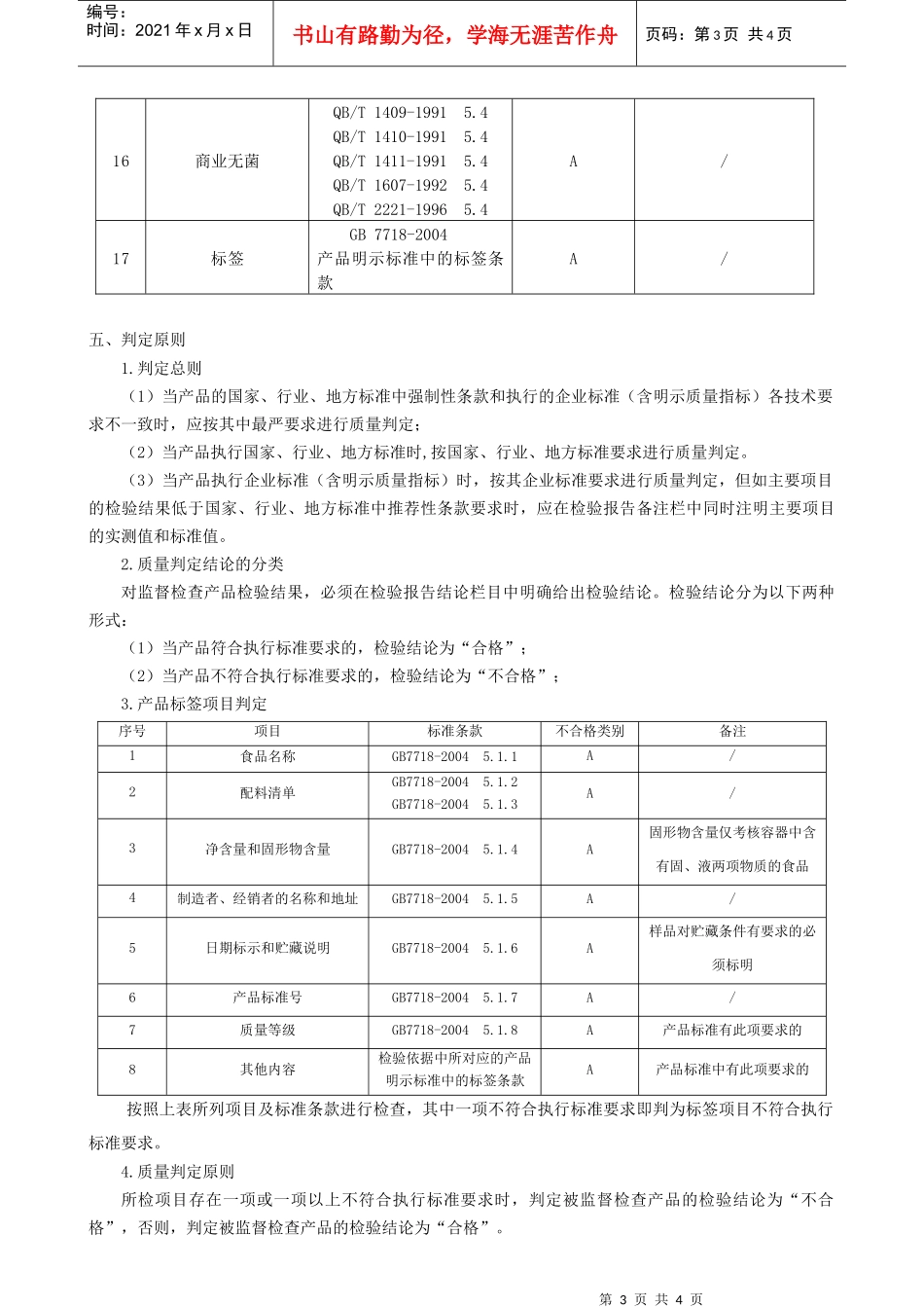 浙江省其它类食品罐头产品质量监督检查评价规则_第3页